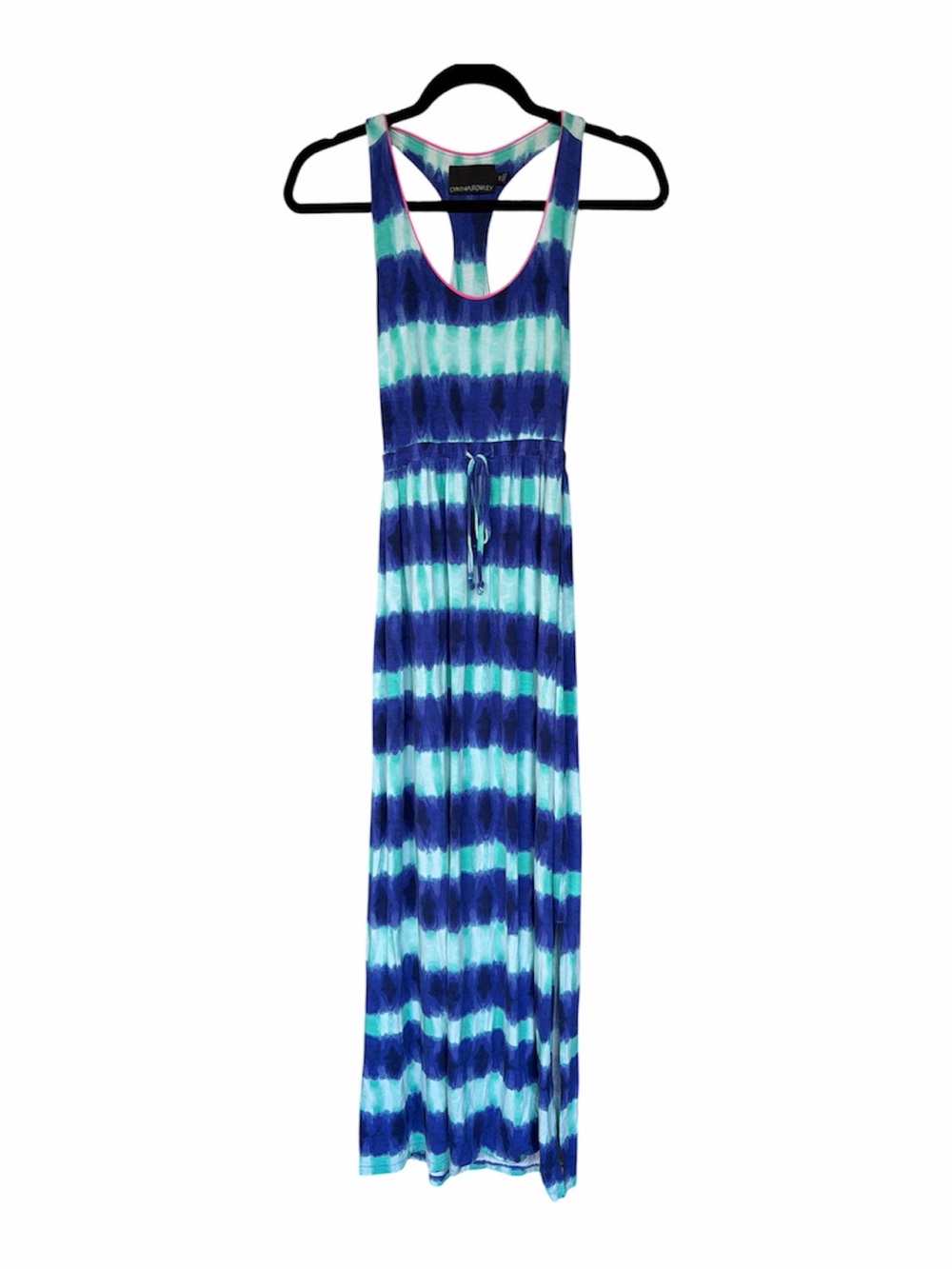 Cynthia Rowley Blue & Aqua Tie-Dye Tank Dress with Pink Trim